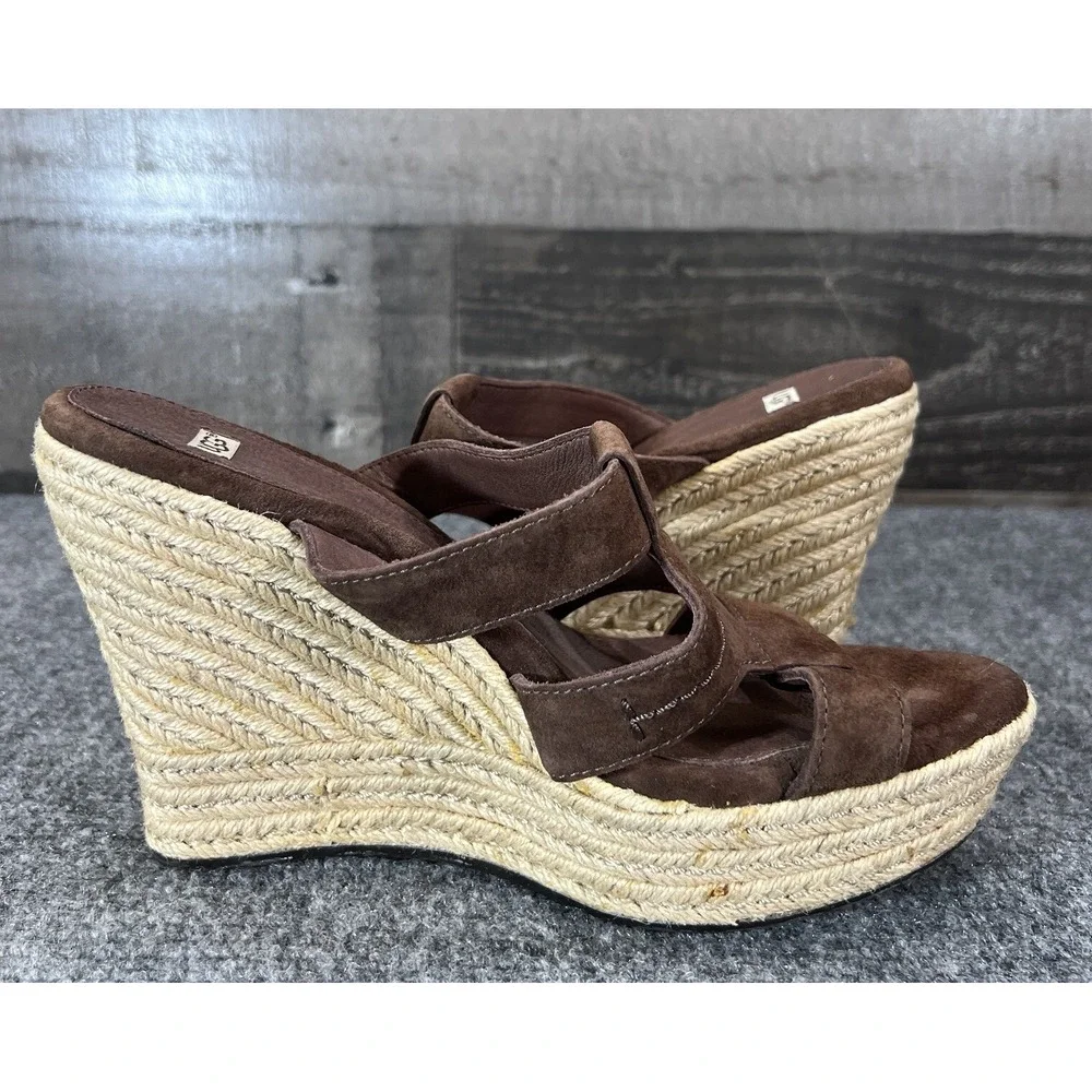 UGG Australia Brown Suede Strap Wedges Womens EU 39 US 8-8.5